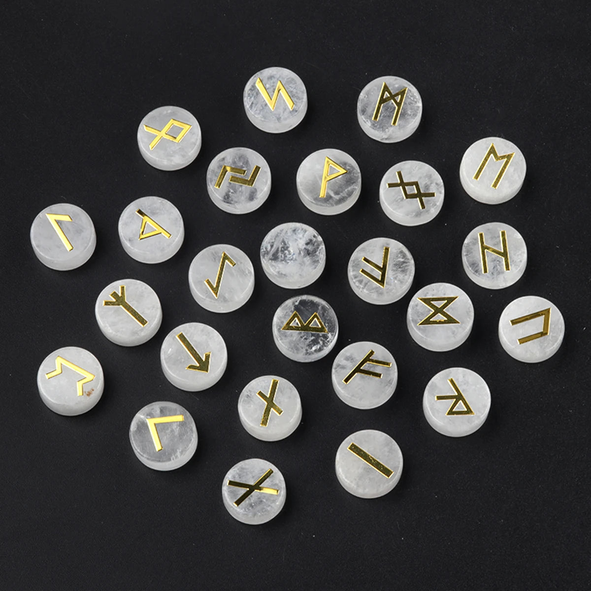 25pcs Birthstone Crystal Stone Beads Set Square Runes Energy Natural Stones Witches Runes Divination Stones Home Decoration