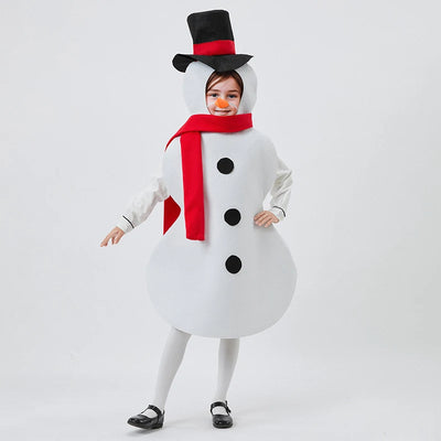 Snowman Costume Set with Sleeveless Jumpsuit Faux Nose and Scarf - 3 Piece Christmas Halloween Outfit for Kids - The world bestselling 