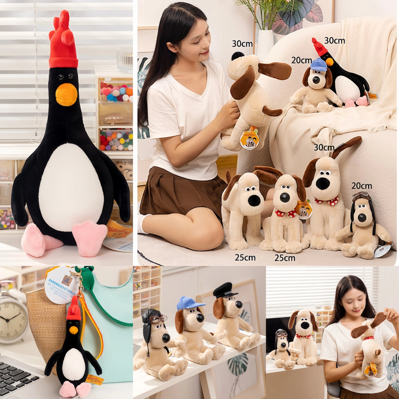 Original Wallace and Gromit Plush Toys Anime Cute Puppy Stuffed Dolls Kawaii Home Decor Birthday Gift Bag Pendant Key Chain