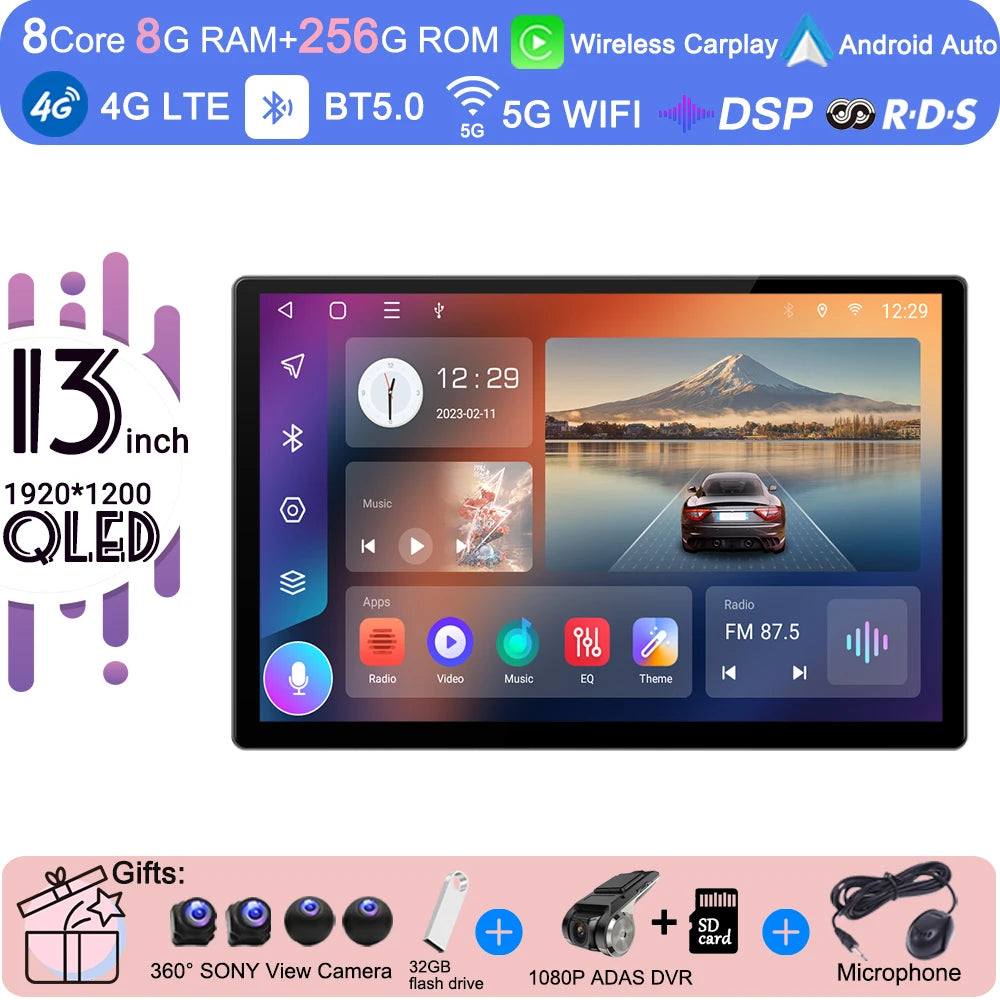 13.3 Inch Android 15 For Seat Leon 3 MK3 2012-2020  Car Radio 5G wifi Stereo Multimedia Player GPS Navigation 1920*1200