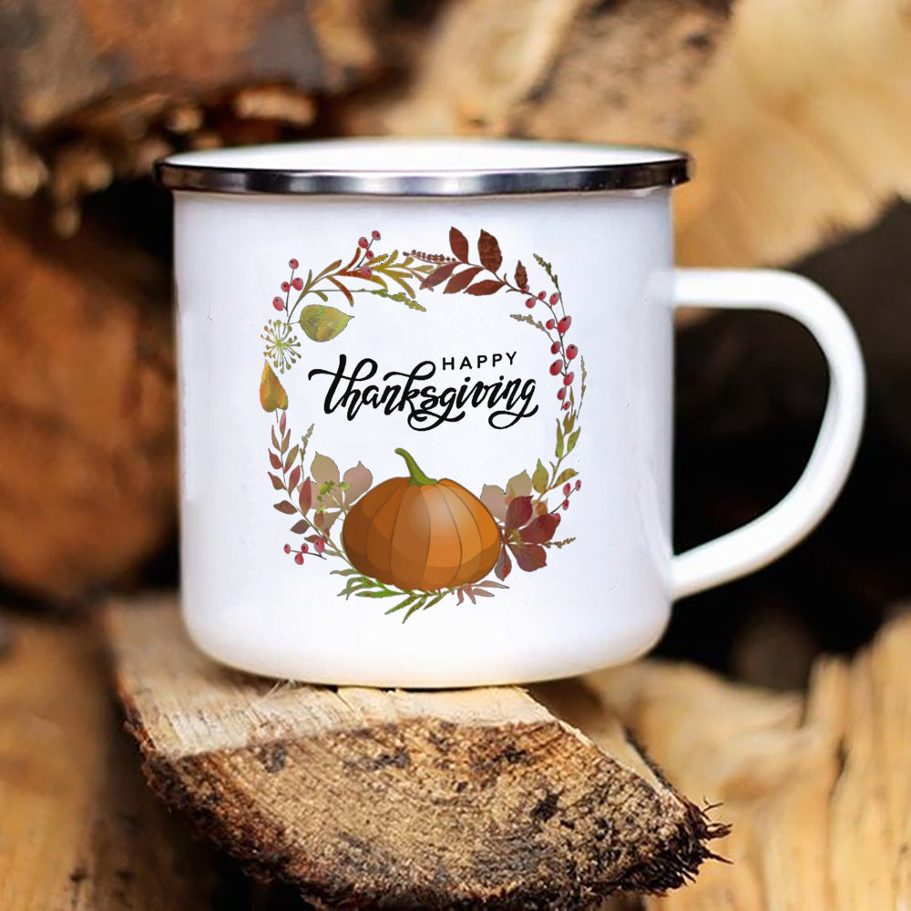Hello Autumn mugs Thanksgiving Mug Flower Pumpkin Cup Print enamel Mug Fall Coffee cups party farmhouse decoration fall gifts