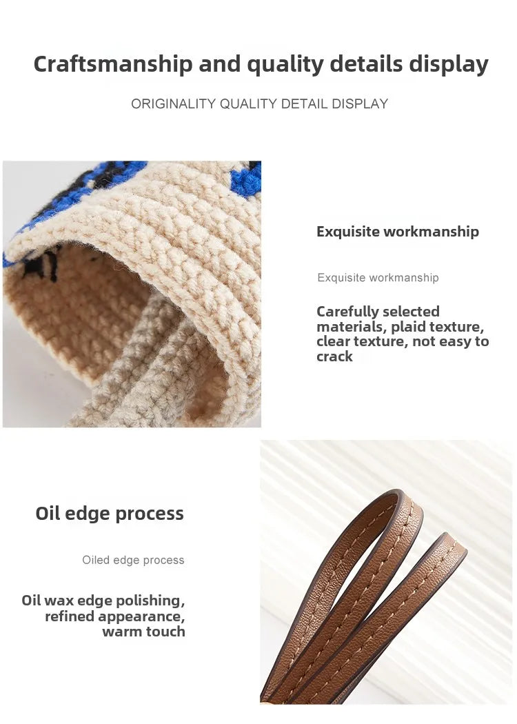 Cute doll bag pendant knitted humanoid bag charm braided keychain car pendant Women's Bag Accessories