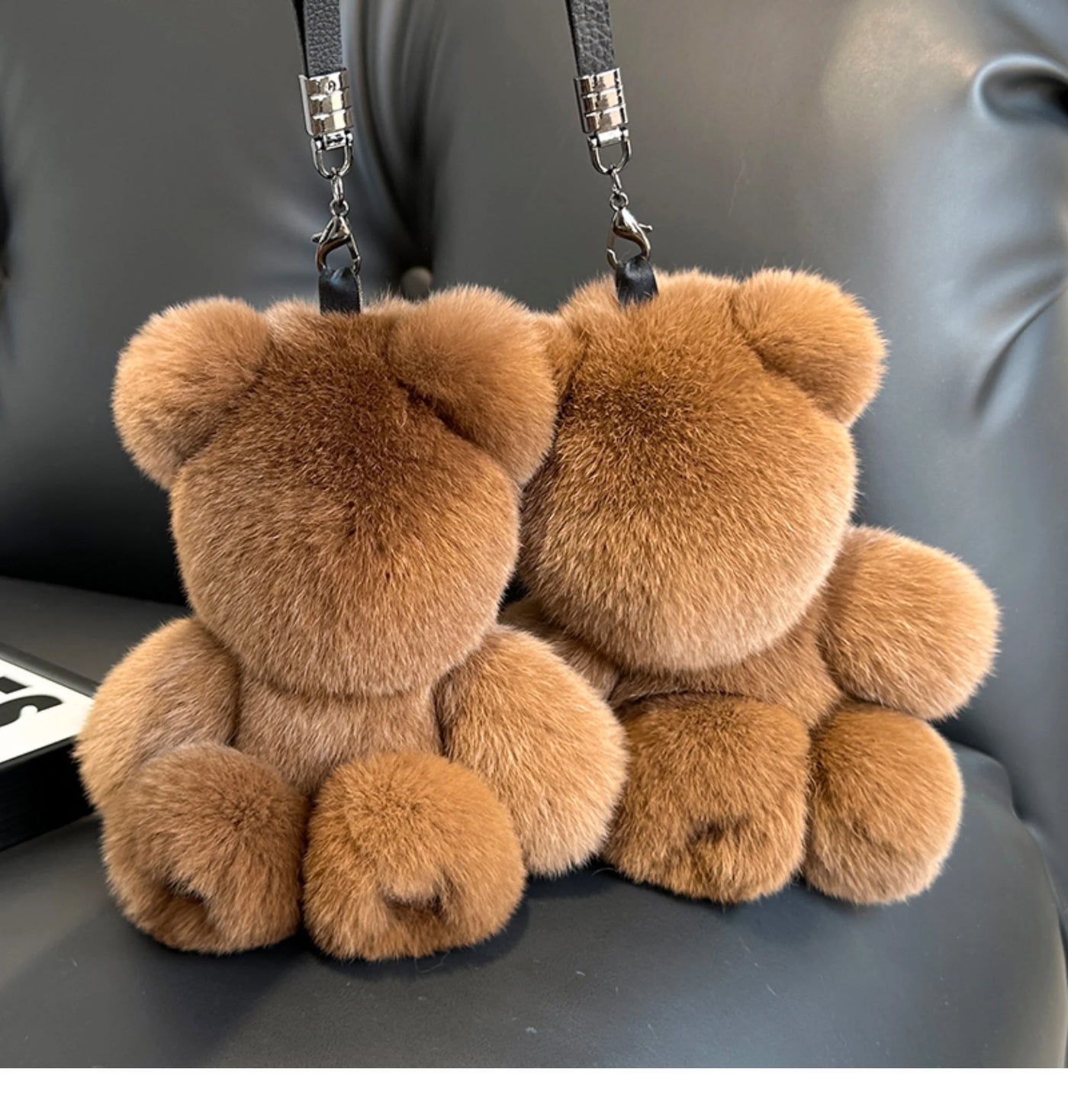 Fashion New Cute Bear Keychain Real Rabbit Fur Bear Doll Pendant Toys Keyring Handbag Charm Ornament Plush Jewelry Gifts