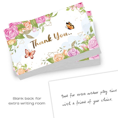 50pcs Flower Butterfly Design Thank You Card For Greeting Message Supporting Business Package Decor Order Shopping Purchase Card
