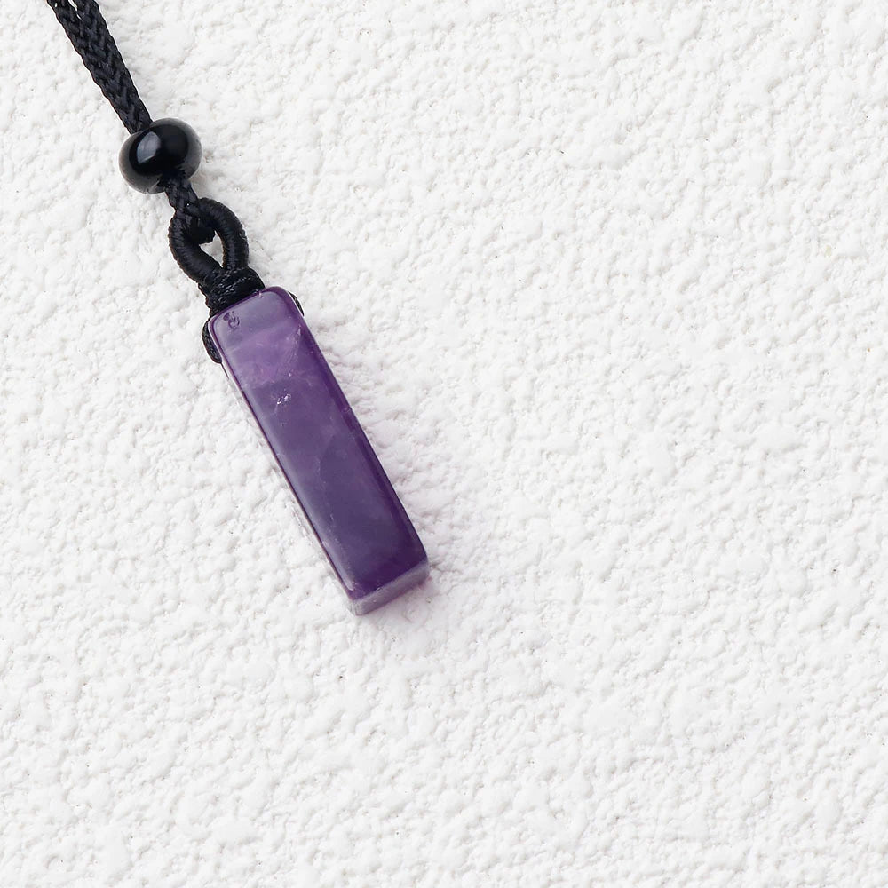 1PC Natural Stone Amethyst Rectangular Pendant Charms DIY Necklace Jewelry Accessories
