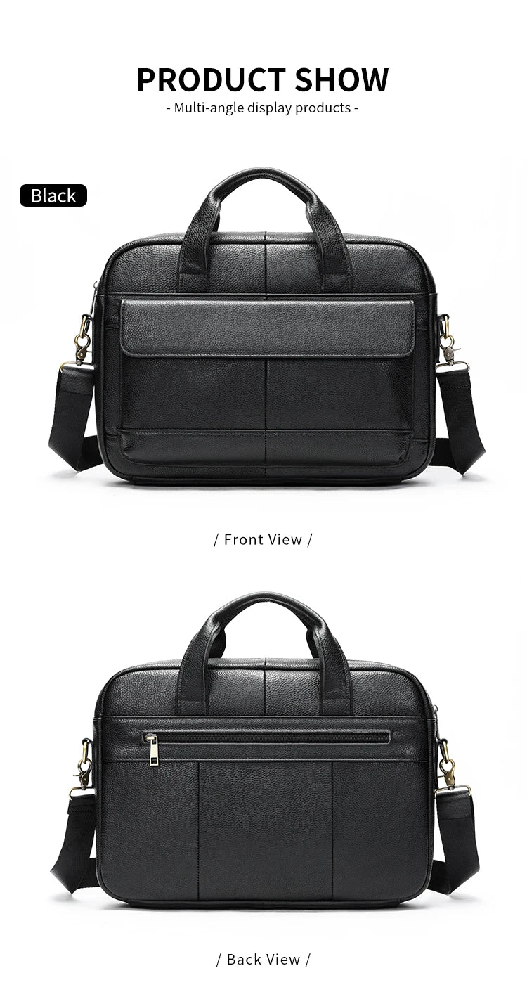 Men's Briefcase Leather Large Capacity Computer Business Shoulder Crossbody Bag Casual Cowhide Handbag For Men