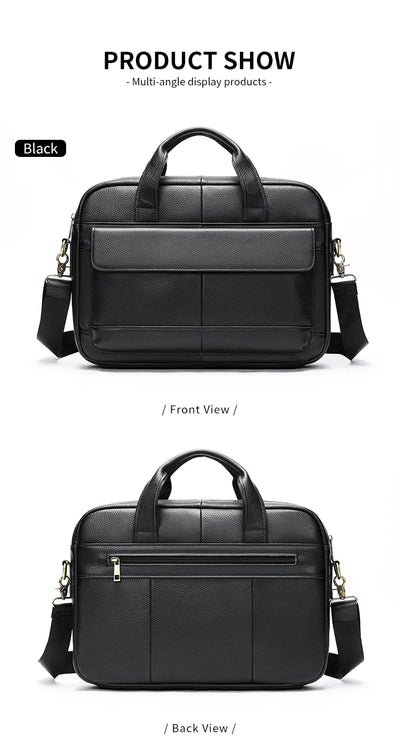 Men's Briefcase Leather Large Capacity Computer Business Shoulder Crossbody Bag Casual Cowhide Handbag For Men