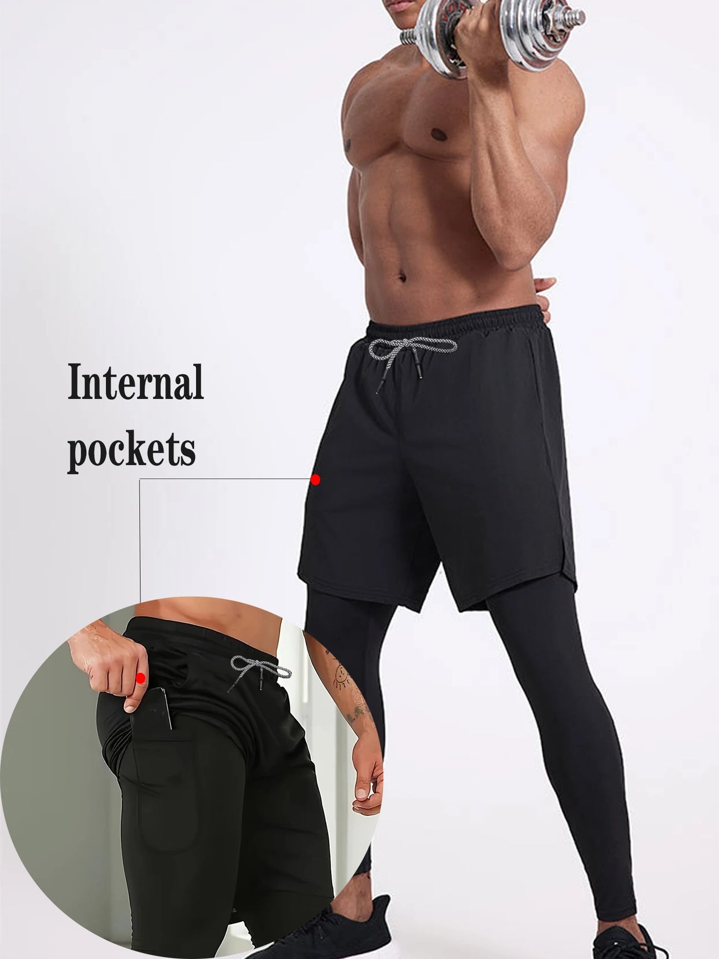 Men's Sport Pants 2 in1 Training Athletic Tracksuits Sportswear Workout Male Jogging Trousers Gym Fitness Running Pants Men - The world bestselling 