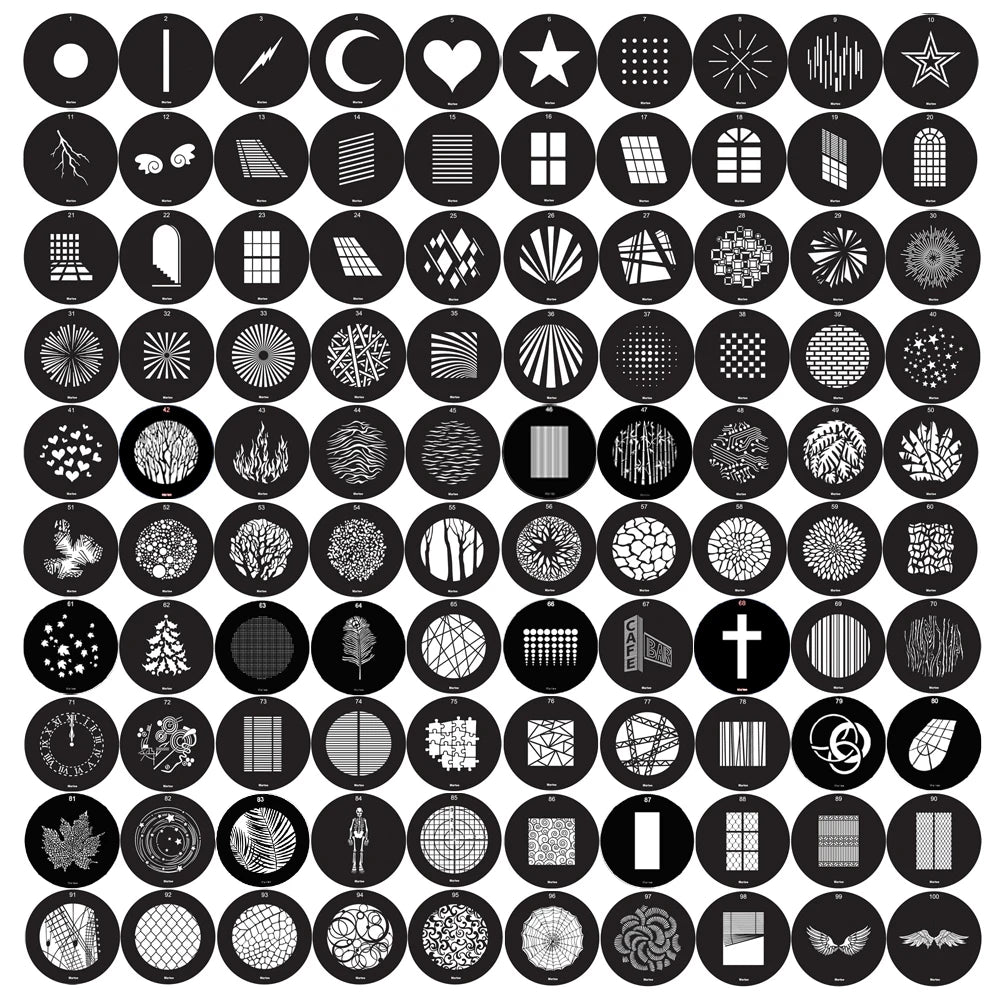 20PCS 86MM 66MM GOBO Bones Bar Heart Moon Skulls Bat Swing Halloween Interior Photo Wedding Portrait Children's Photography SA-P