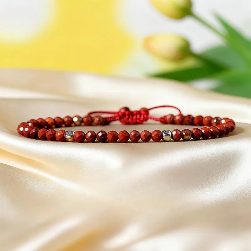Crystal red jasper simple bracelet, natural gemstone exquisite bracelet, root chakra, endurance stone