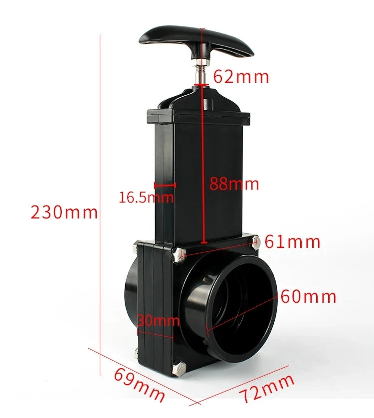 RV Water Gate Valve 50/63/75mm Diameter ABS Sewage Drain Gate Valve for Motorhome Caravan Camper Van Water Tank Accessories