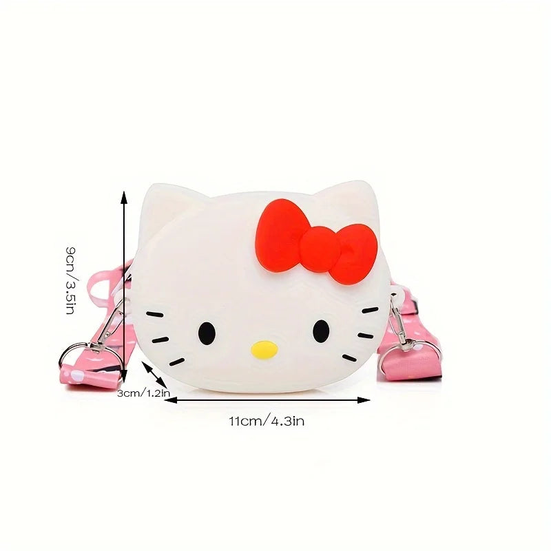 Kawaii Sanrio 3D Hello Kitty Silicone Bag Cartoon Mobile Phone Mini Crossbody Bag Cat Head Small Bags Size Coin Purse