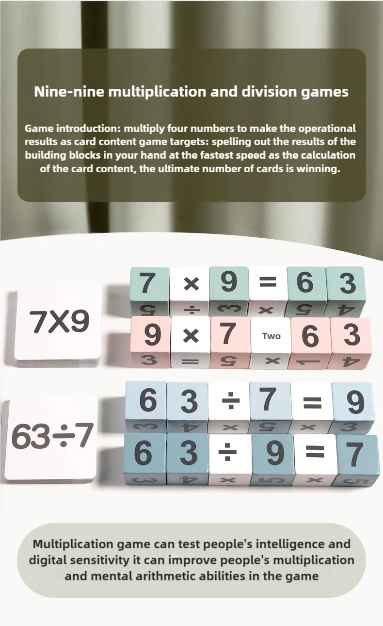 Montessori Wooden Double Player Multiplication and Division Game Kids 24 Point Game Teaching Aids Educational Toys For Children