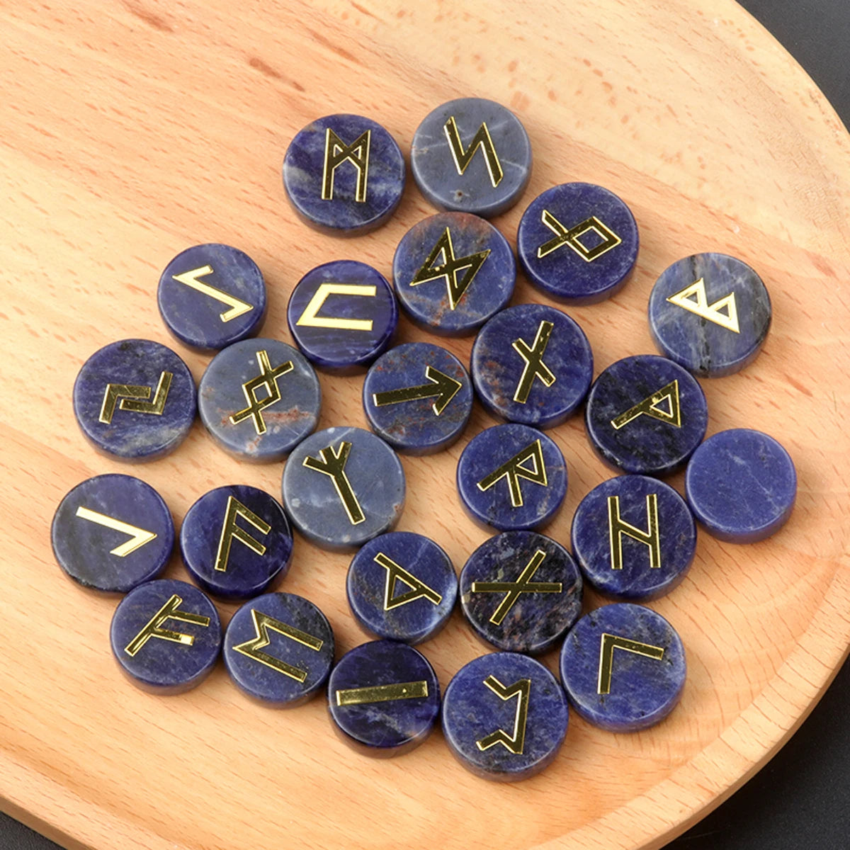 25pcs Birthstone Crystal Stone Beads Set Square Runes Energy Natural Stones Witches Runes Divination Stones Home Decoration