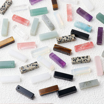 1PC Natural Stone Amethyst Rectangular Pendant Charms DIY Necklace Jewelry Accessories