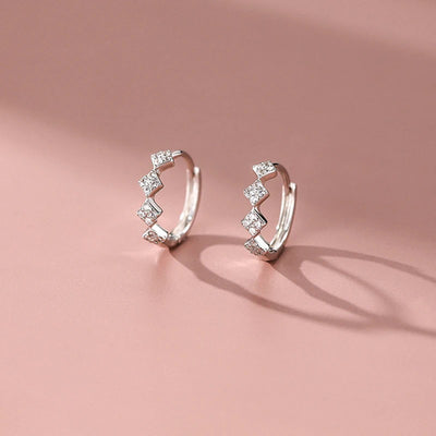INZATT Real 925 Sterling Silver Zircon Square Hoop Earrings for Women Party Classic Fine Jewelry Geometric 2024 Accessories