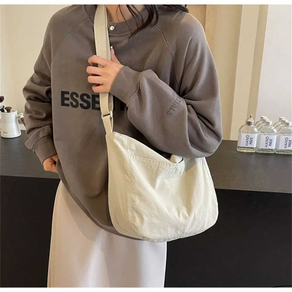 Women Girls Crossbody Shoulder Bags Fashionable Solid Color Nylon Bags Tote Bag Outdoor Travel Ultra-large Capacity Bags