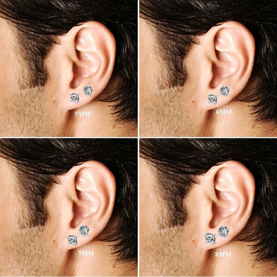 2 Pairs Stainless Steel Magnetic Stud Earrings for Men Women Non-piercing CZ Hypoallergenic 5-8MM