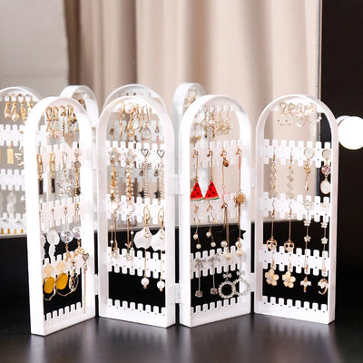 Foldable Earring Stud Display Stand Necklace Jewelry Stand Stand Earring Storage Rack Fan Panel Display Storage Box