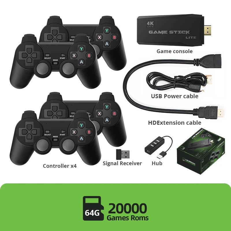 DATA FROG TV Video Game Console Wireless Controller Built in 20000 Games 4K HDMI-Compatible Retro Console Support For PS1/GBA/FC