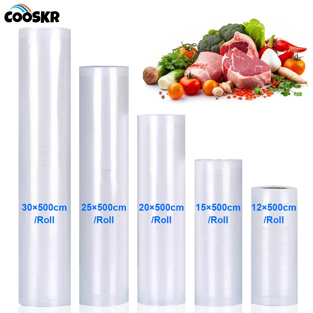 Vacuum Sealer Bags Food Vacuum Bag Custom Length Vacuum Packaging Bag 12+15+20+25+30cm*500cm Rolls for Food Fresh Vacuum Packer