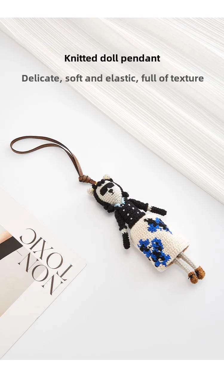 Cute doll bag pendant knitted humanoid bag charm braided keychain car pendant Women's Bag Accessories