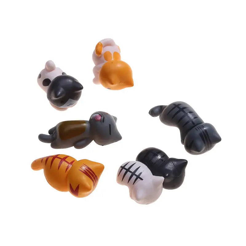 6 Pcs Healing Series Cat No Trace Stickers Cute Cat Interior Decoration Center Console Screen Cartoon Figurine Accessories