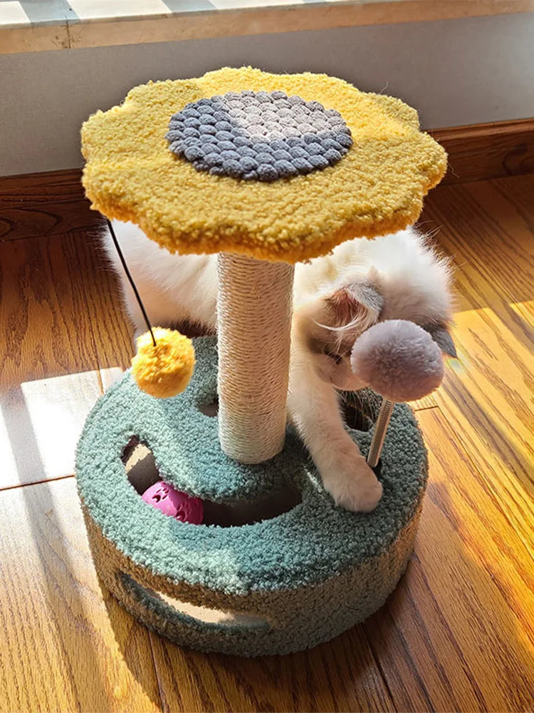HOOPET Cat Climbing Frame Small Sisal Teasing Pet Toys Scratching Board Claw Grinding Cat Toys Carousel Type Cat Climbing Frame