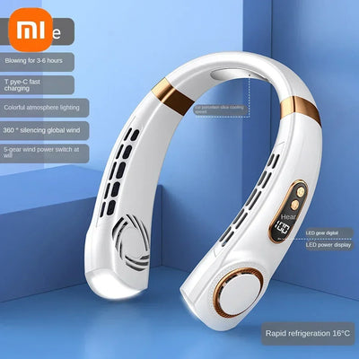 Xiaomi 8000mAh USB Neck Fan Portable Bladeless Mini Rechargeable Silent LED Digital Display Electric Air Cooler