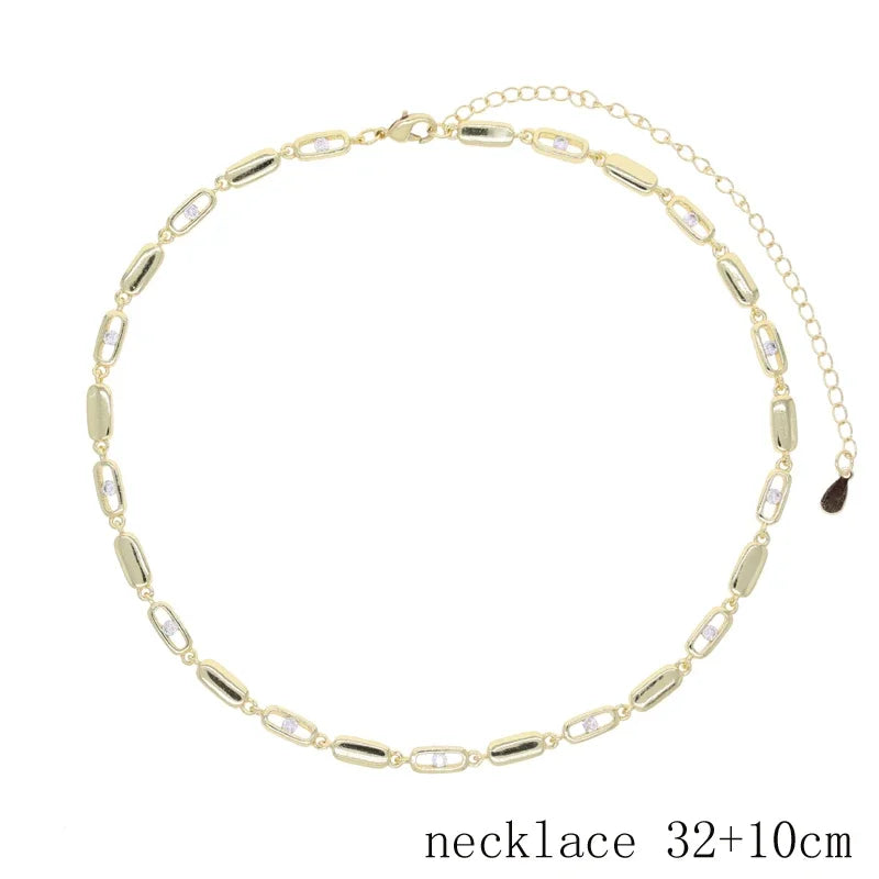 2025 new fashion gold color ladies inlaid zircon Y necklace paper clip necklace shiny jewelry
