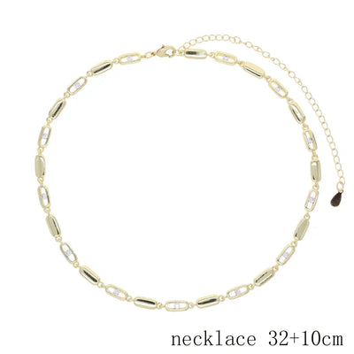 2025 new fashion gold color ladies inlaid zircon Y necklace paper clip necklace shiny jewelry