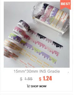 1Pc Ins Blue Plaid Washi Tape Simple Style Thank English Sealing Sticker Student Creative Stationery Masking Decorative Tape