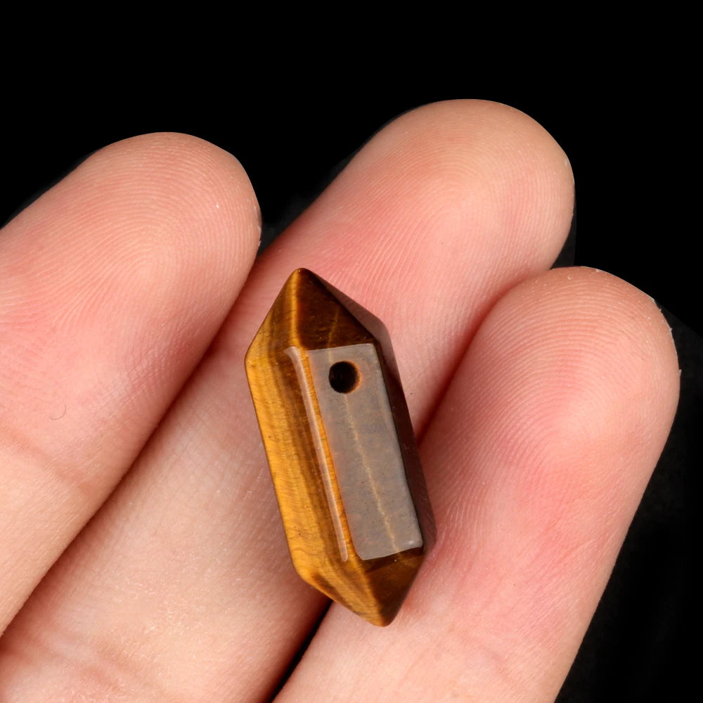 Hexagonal Natural Stone Crystal Tiger Eye Stone Opal Pendant Beads Jewelry Making DIY Necklace Earrings Accessories Gifts