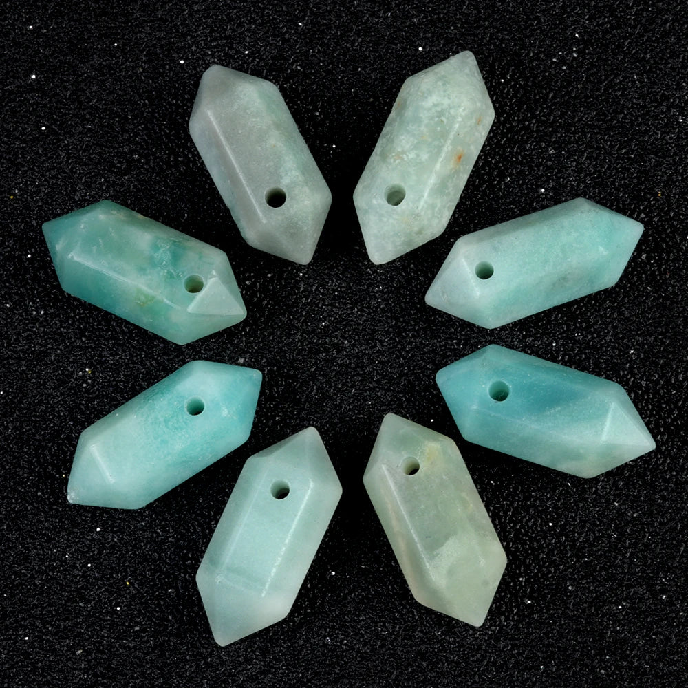 Hexagonal Natural Stone Crystal Tiger Eye Stone Opal Pendant Beads Jewelry Making DIY Necklace Earrings Accessories Gifts