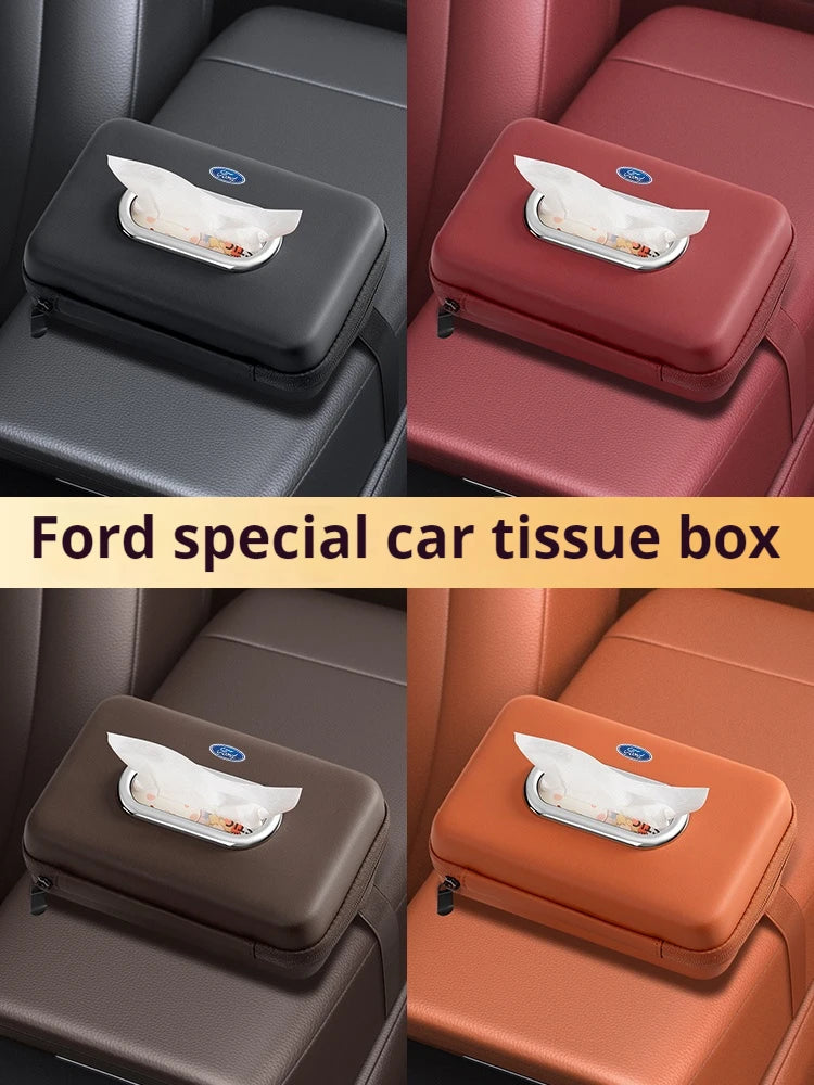 Car 3D stereoscopic tissue box seat backrest Sun visor tissue box For Ford Mondeo Focus Explorer Ranger Fiesta Kuga Raptor Edge