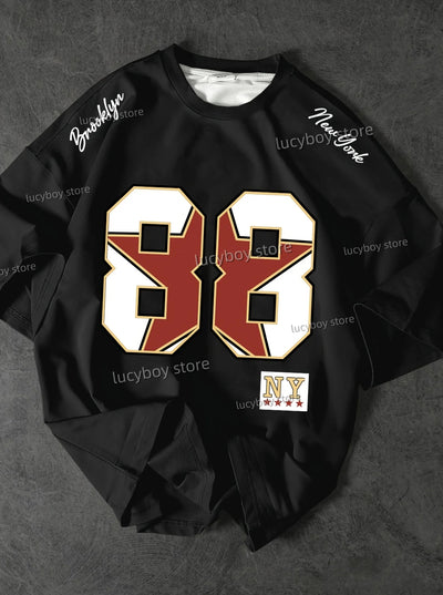 Sportwear Jersey TEE  Men NO.88 Printed Short Sleeve T Shirt Man O Neck Racing Football Tee Vintage Casual Tops Men Clothes - The world bestselling 