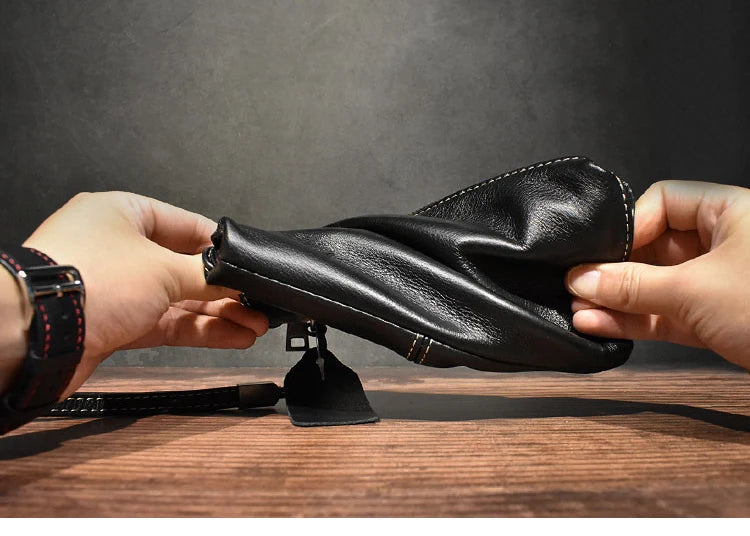 ROOG Men's Genuine Leather Clutch High Quality Long Wallet Women's Luxury Mobile Phone Bag Credit Card Holder Purse Wrist Bags