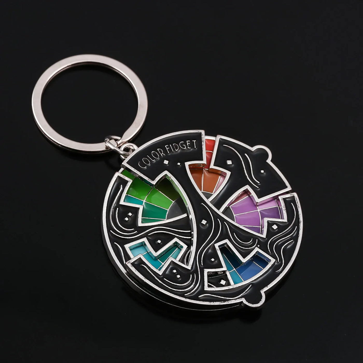 Color Design Colourful Anxiety Relief Badge Color Fidget Wheel Keychain Pendant Relieve Stress Quickly Identify Tonal Jewelry