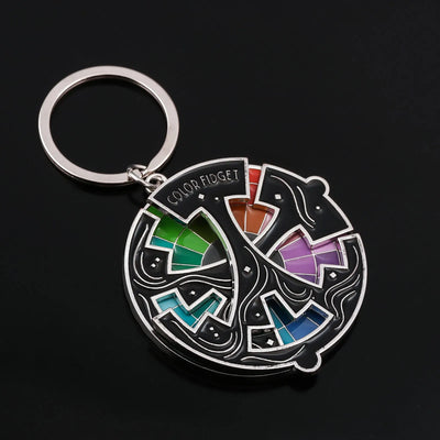 Color Design Colourful Anxiety Relief Badge Color Fidget Wheel Keychain Pendant Relieve Stress Quickly Identify Tonal Jewelry