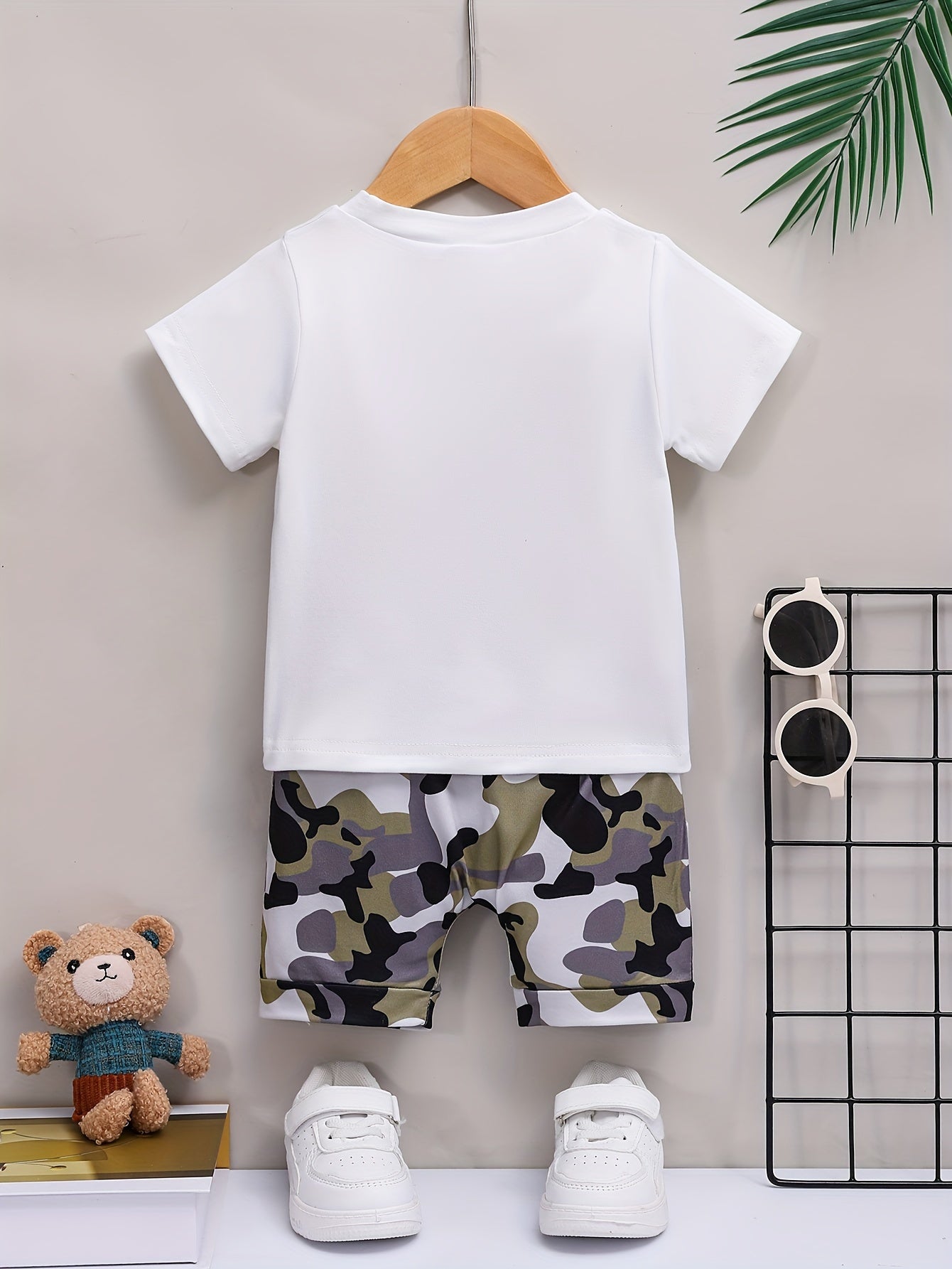 2pcs Baby Girls Boys "MAMA'S Little MAN" Print Summer Outdoor Set, T-shirt & Camo Shorts, Baby Unisex Clothing, As Gift - The world bestselling 